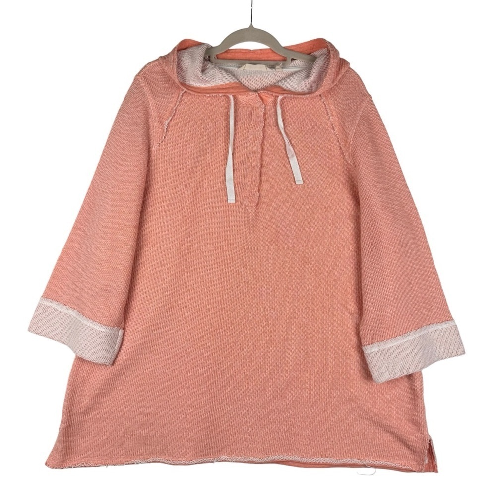 Soft Surroundings Just Beachy Pullover Size 2X Hoodie Peach Ivory